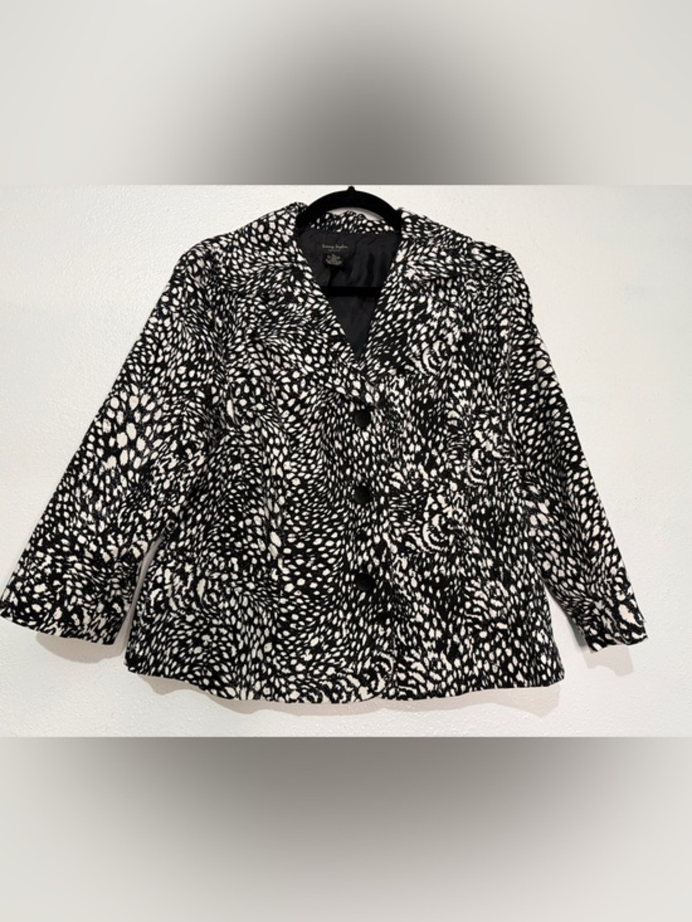 Sunny Taylor Black & White Printed Women's Blazer. Cotton Blend. Sz PL.